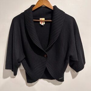 ROXY Black Cropped‎ Short Sleeve Shrug Size M